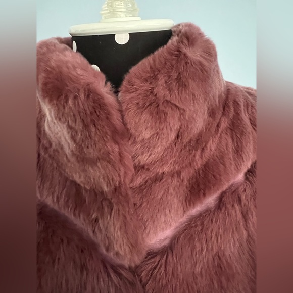 NWT Gorski Fur Vest in maroon purple red chevron punched stripe - Picture 3 of 9